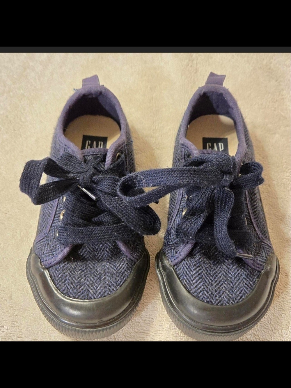 Gap Kids Navy Herringbone Lace-Up Sneakers Size 8 Toddler Unisex Casual Shoes